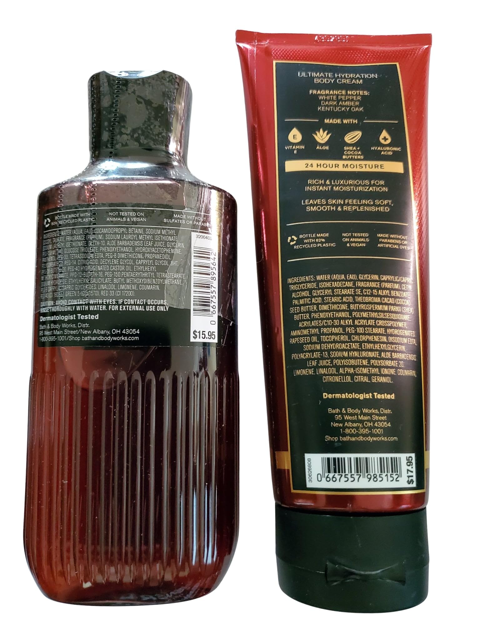Bath & Body Works Men's Bourbon 3-in-1 Wash + Body Cream Set (2-Piece)