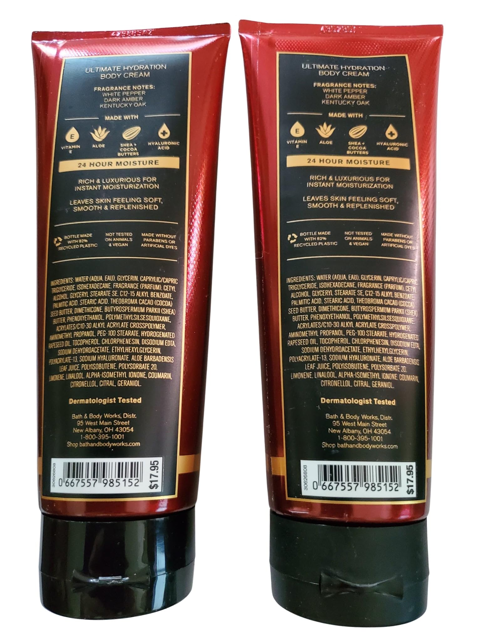 Bath & Body Works Men's Bourbon Ultimate Hydration Body Cream 8oz – 2-Pack