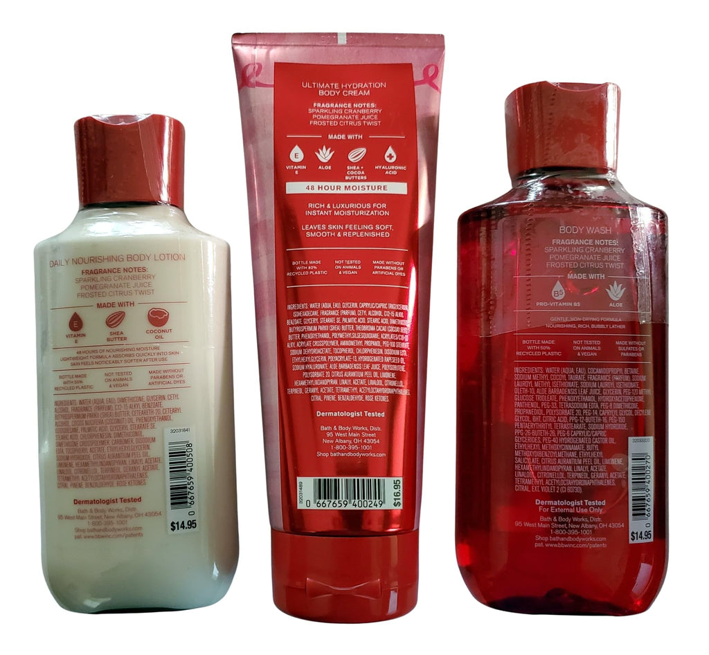 Bath & Body Works Mrs Claus 3-Piece Shower Gel, Lotion & Hydration Cream Set