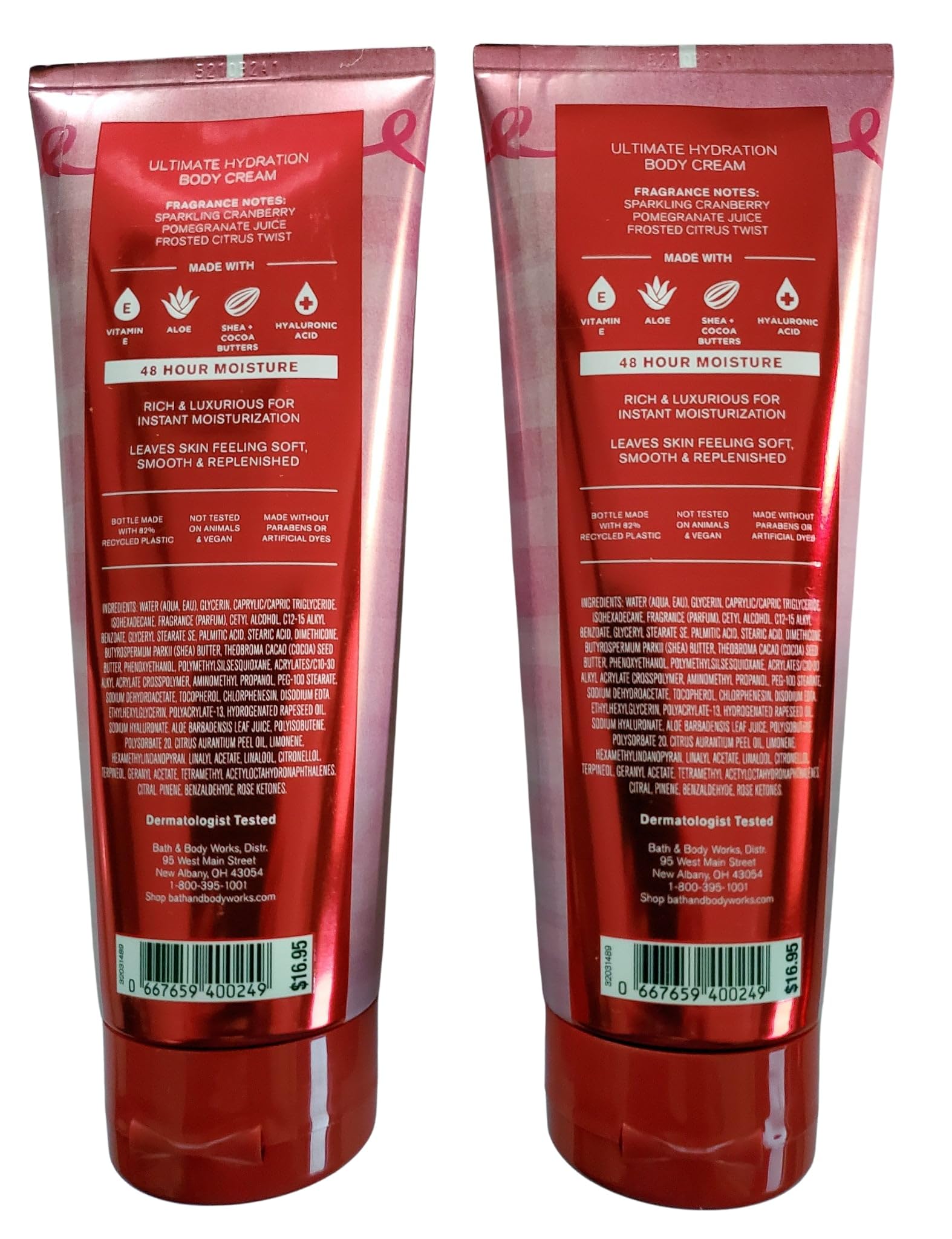 Bath & Body Works Mrs Claus Ultimate Hydration Body Cream – 2-Pack, 8 oz Each (Hyaluronic Acid)
