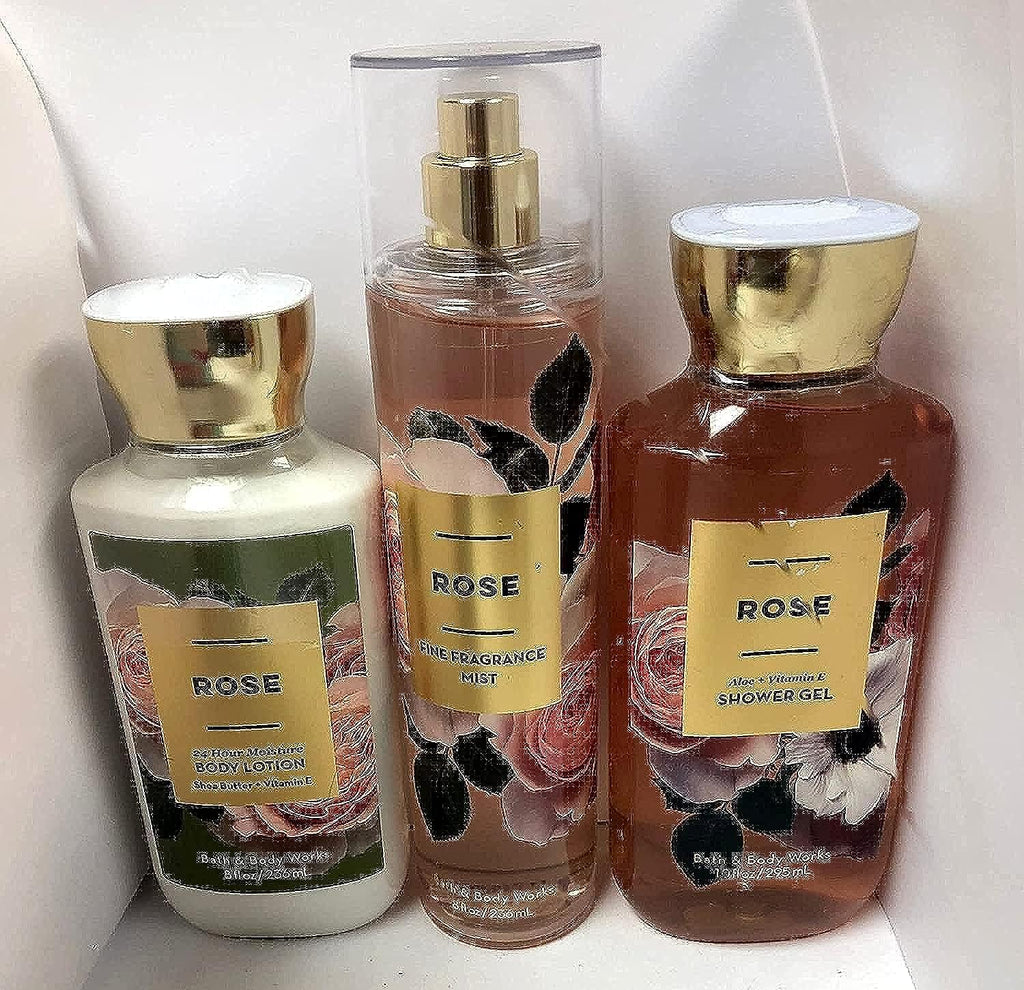 Bath & Body Works Rose Shower Gel, Body Lotion & Fine Fragrance Mist Daily Trio – Summer 2018