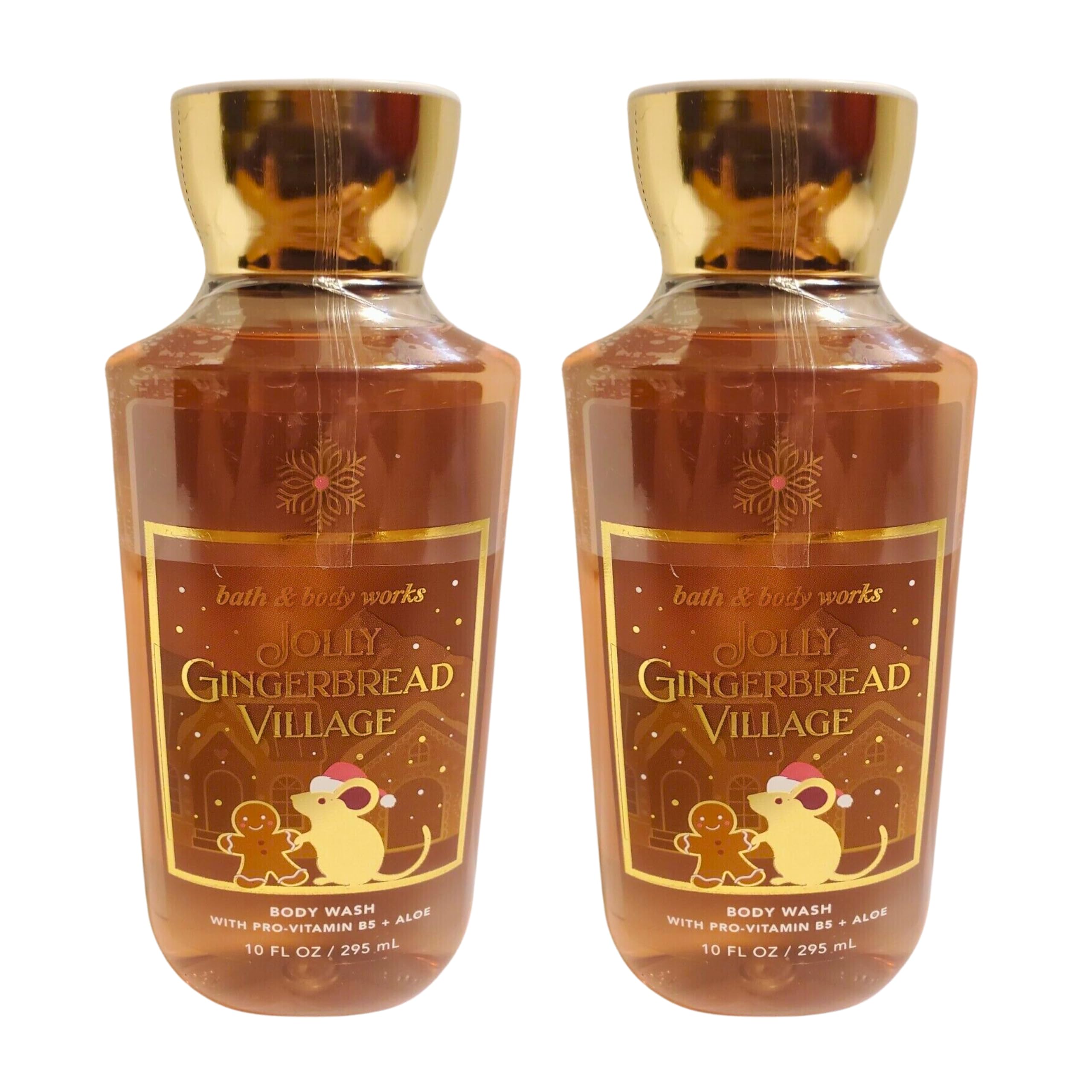 Bath & Body Works Shea + Vitamin E Shower Gel – Jolly Gingerbread Village (Set of 2, 10oz Each)