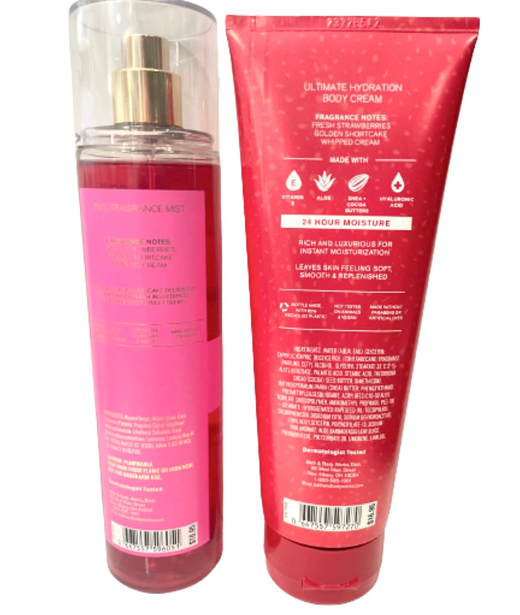 Bath & Body Works Strawberry Pound Cake 2-pc Bundle: Fine Fragrance Mist + Ultimate Hydration Body Cream