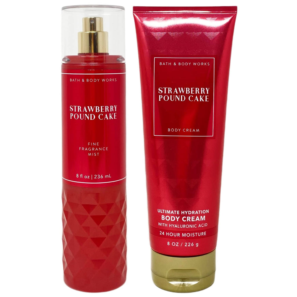Bath & Body Works Strawberry Pound Cake Gift Set (2021) – Fine Fragrance Mist & Body Cream