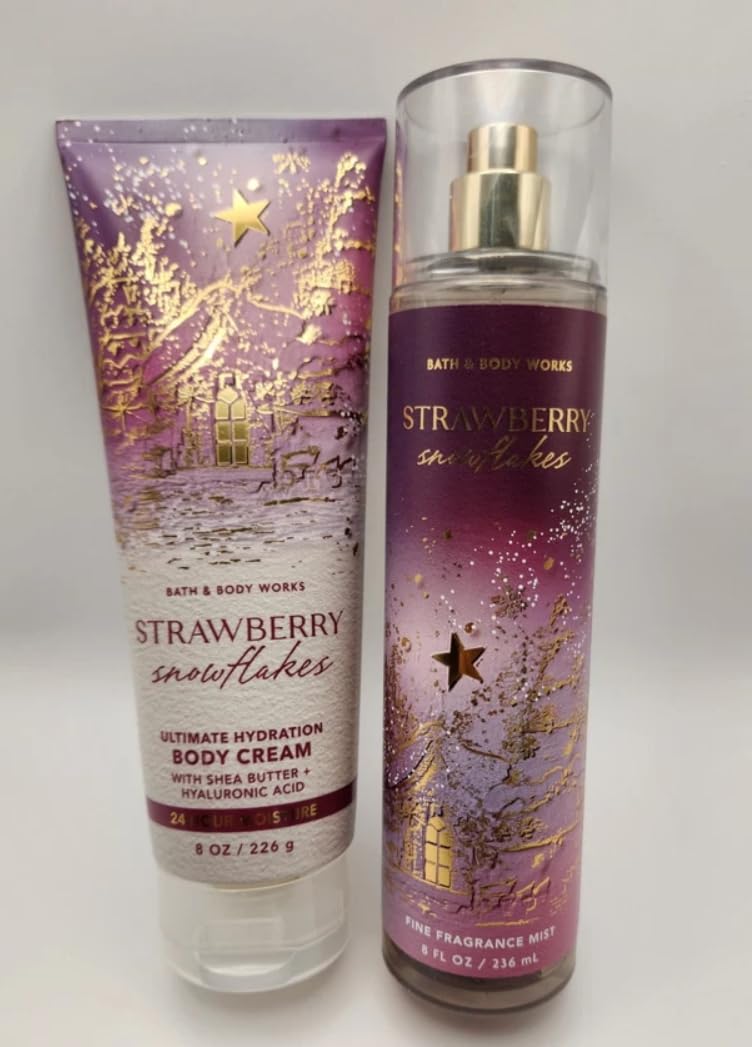 Bath & Body Works Strawberry Snowflakes Mist & Cream Gift Set – Fragrance Duo