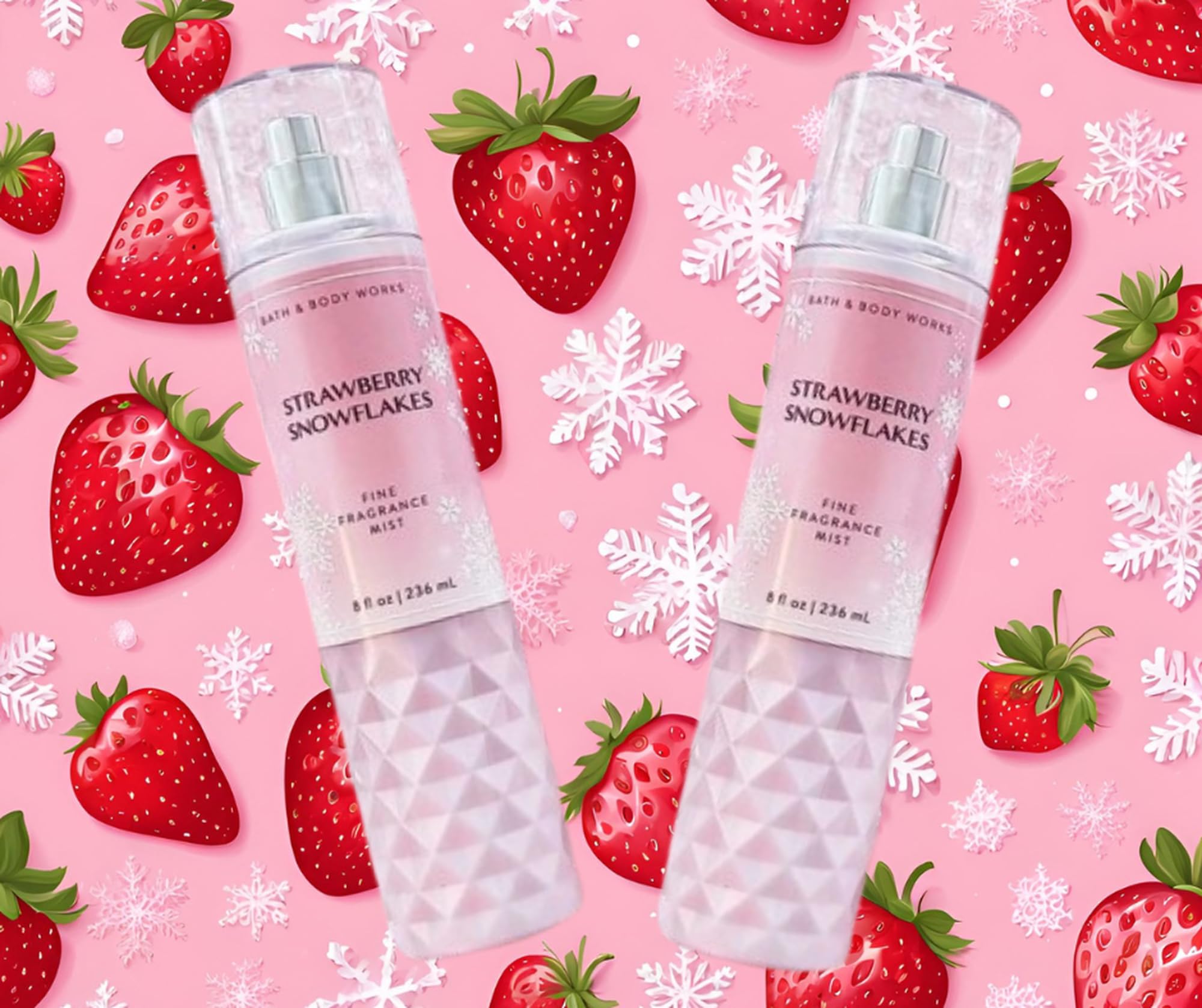 Bath & Body Works Strawberry Snowflakes Fine Fragrance Mist Gift Set — 8 oz x 2