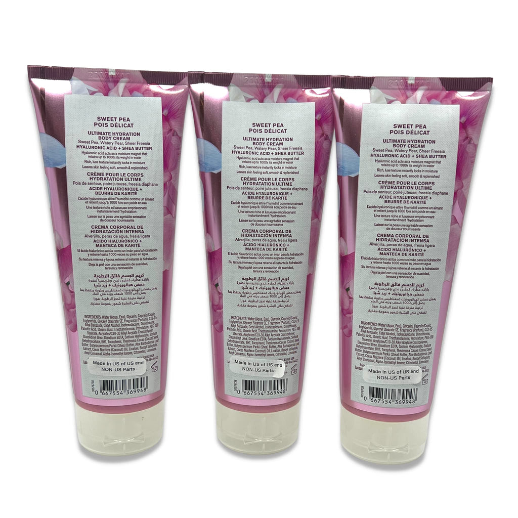 Bath & Body Works Sweet Pea Body Cream – Ultimate Hydration, 8 oz, Pack of 3