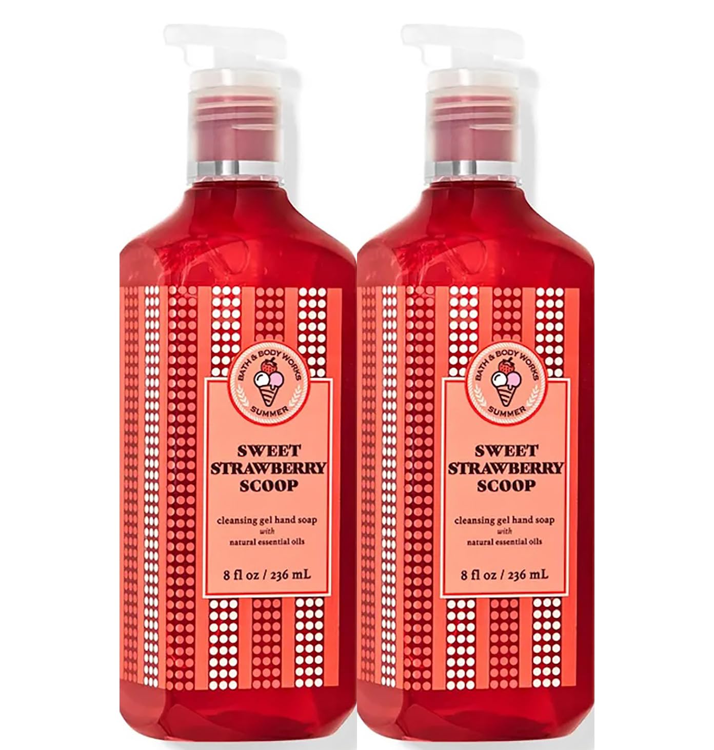Bath & Body Works Sweet Strawberry Scoop Hand Soap – Cleansing Gel, 8 Fl Oz (Pack of 2)