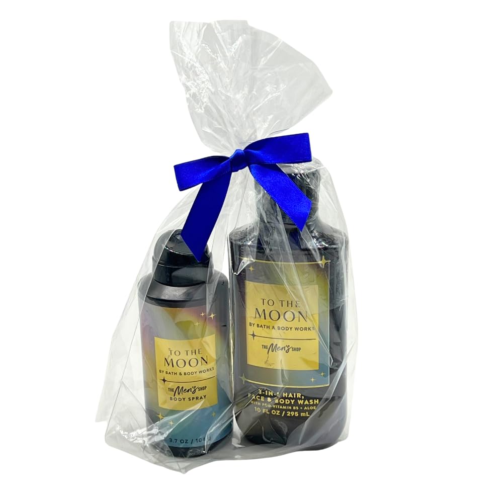 Bath & Body Works To The Moon Men’s Gift Set – 2-Piece Body Spray & 3-in-1 Wash with Blue Bow