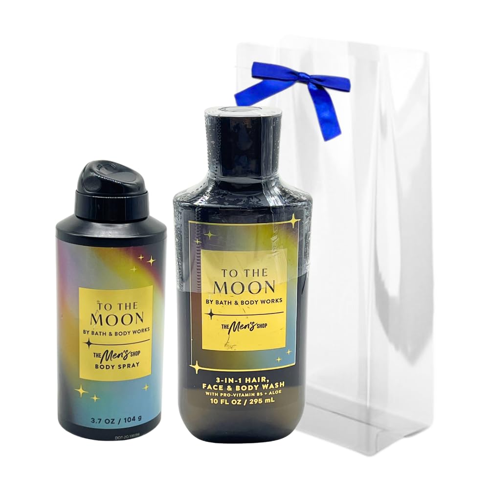 Bath & Body Works To The Moon Men’s Gift Set – 2-Piece Body Spray & 3-in-1 Wash with Blue Bow