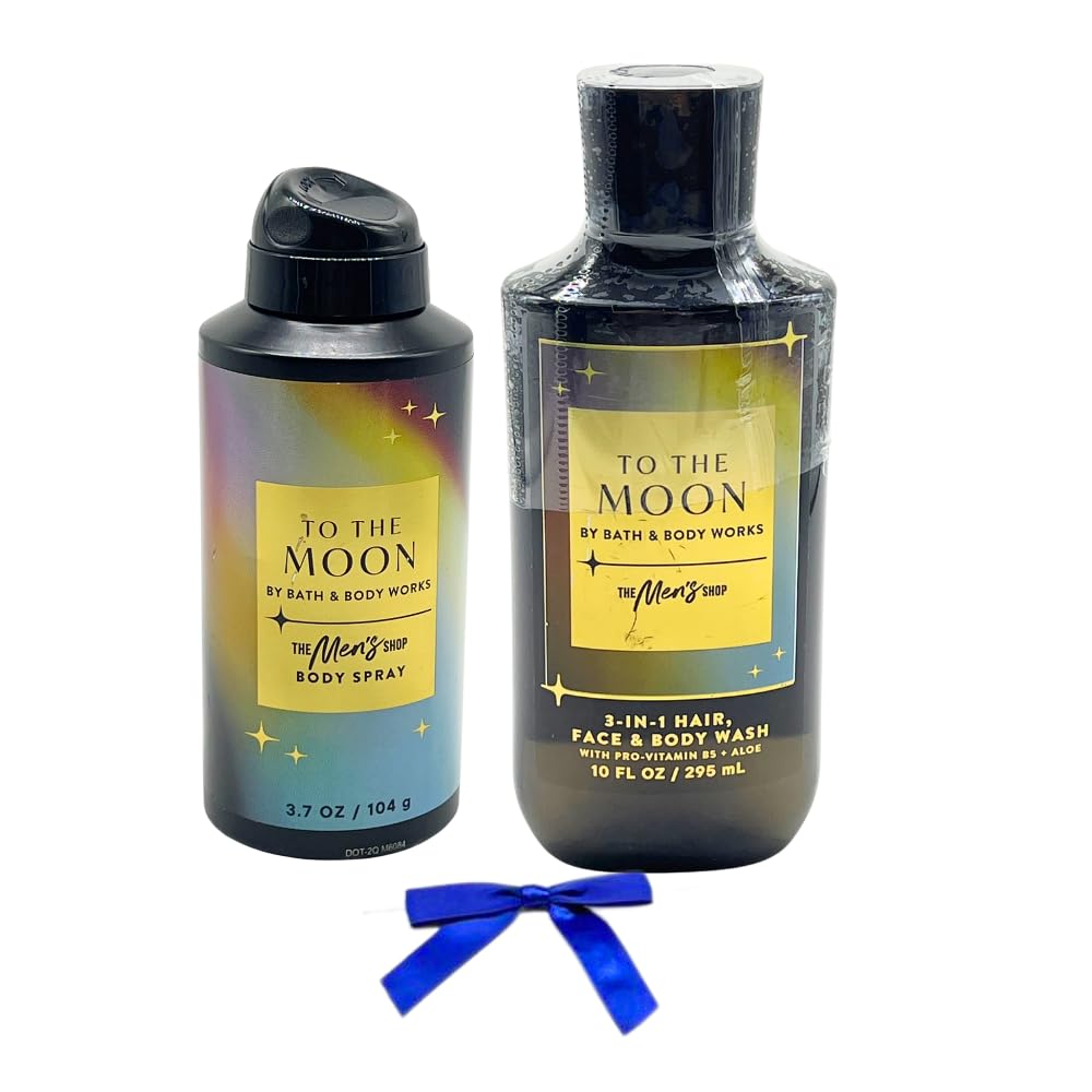 Bath & Body Works To The Moon Men’s Gift Set – 2-Piece Body Spray & 3-in-1 Wash with Blue Bow