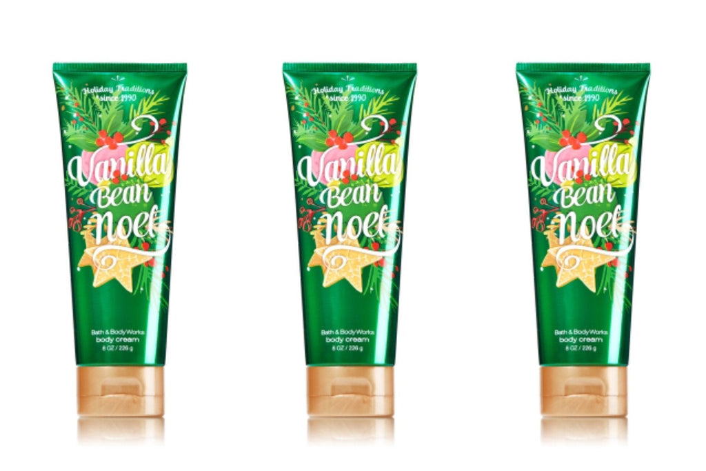 Bath & Body Works Vanilla Bean Noel Body Cream 8 oz – Pack of 3