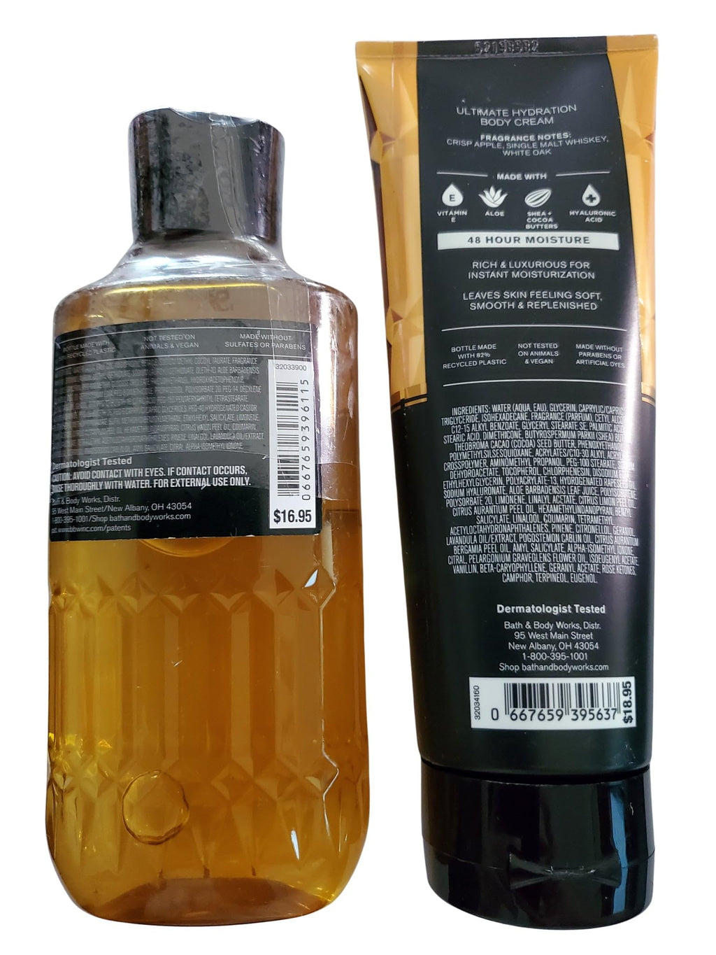 Bath & Body Works Men's Whiskey Reserve 3-in-1 Wash + Hydrating Body Cream – 2 Piece Set