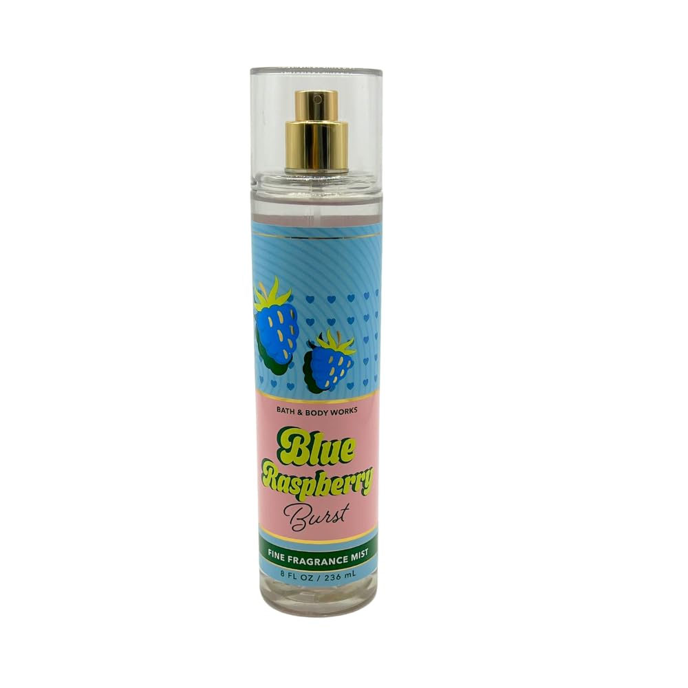 Bath & Body Works Blue Raspberry Burst Fine Fragrance Mist Gift Set – 2 × 8 oz, Red Bow
