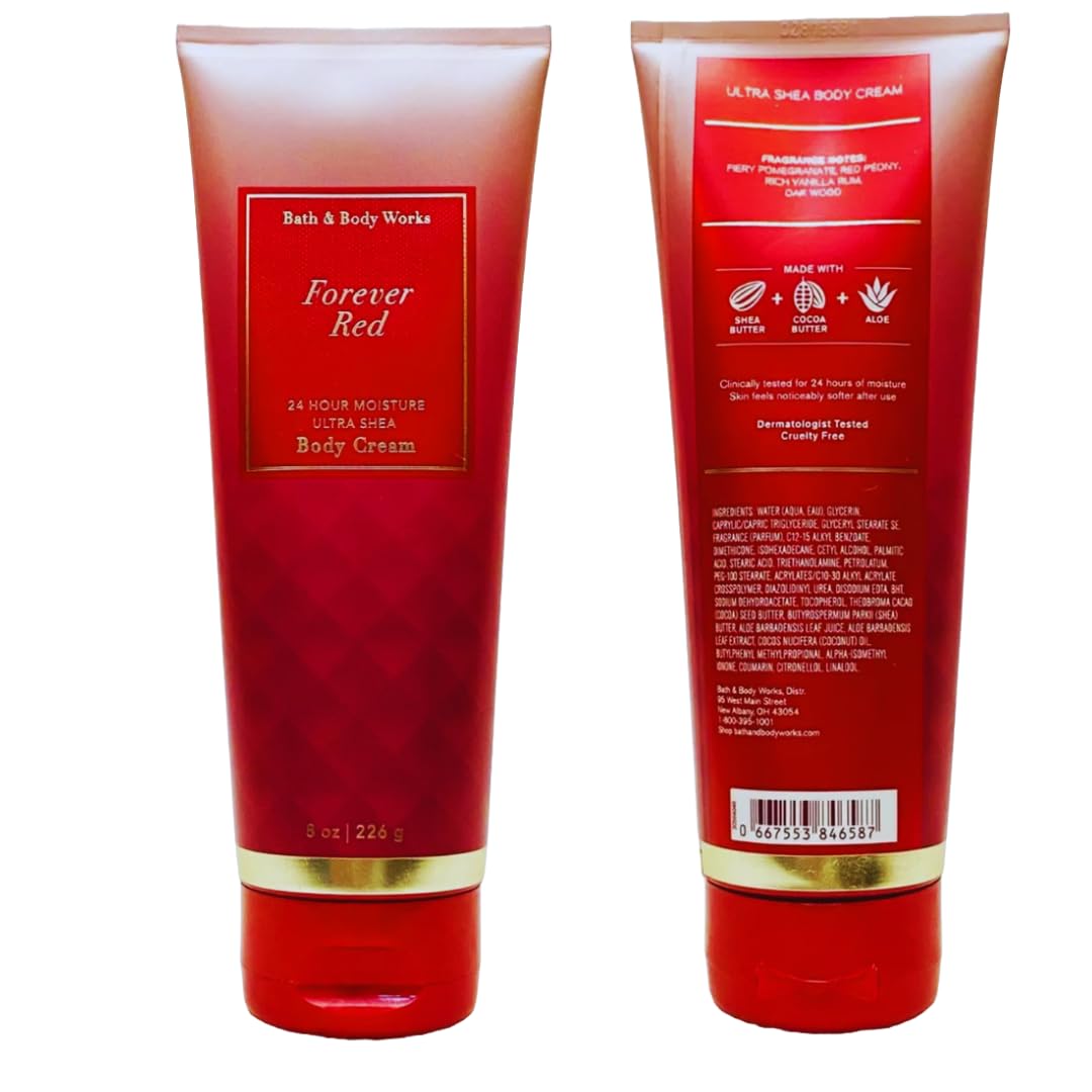Bath & Body Works Forever Red Ultra Shea Cream — 8 oz (Packaging Variations)