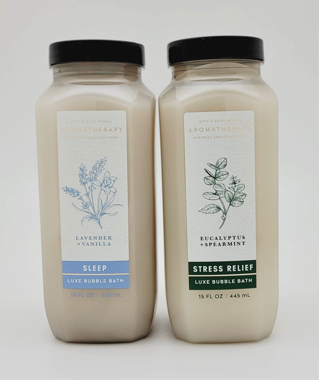 Bath & Body Works Aromatherapy Luxe Bubble Bath 2pc Bundle – Lavender Vanilla & Eucalyptus Spearmint