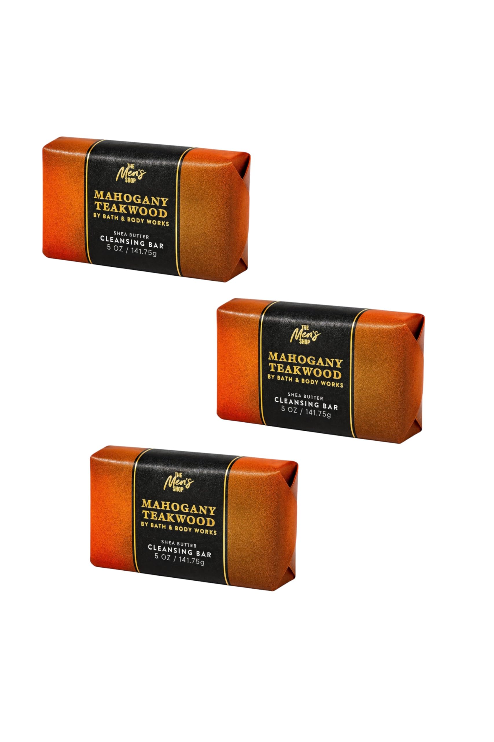 Bath & Body Works Mahogany Teakwood Shea Butter Cleansing Bar – 3 Pack, 5 oz Each (Oak & Lavender Scent)