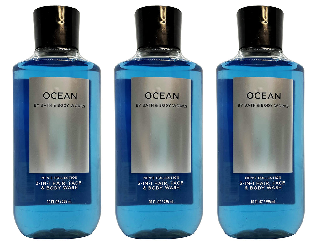 Bath & Body Works Ocean Signature Collection 3-Pack 2-in-1 Hair & Body Wash for Men, 10 oz