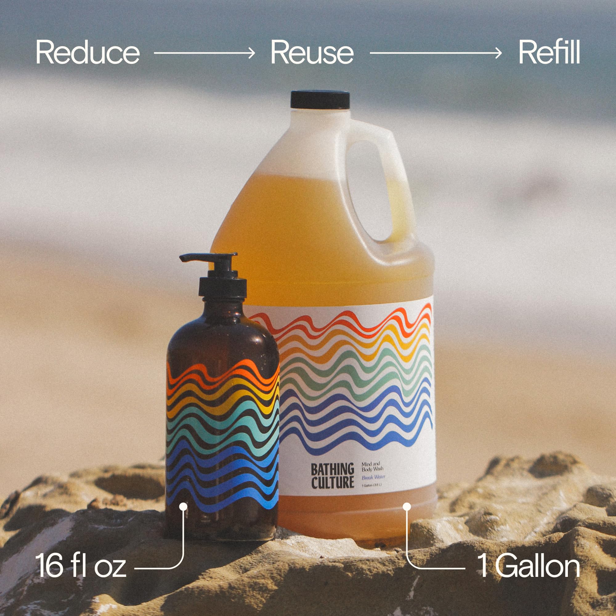 Bathing Culture Break Water Organic Mind + Body Wash – 1 Gallon, Refillable, Biodegradable, Vegan
