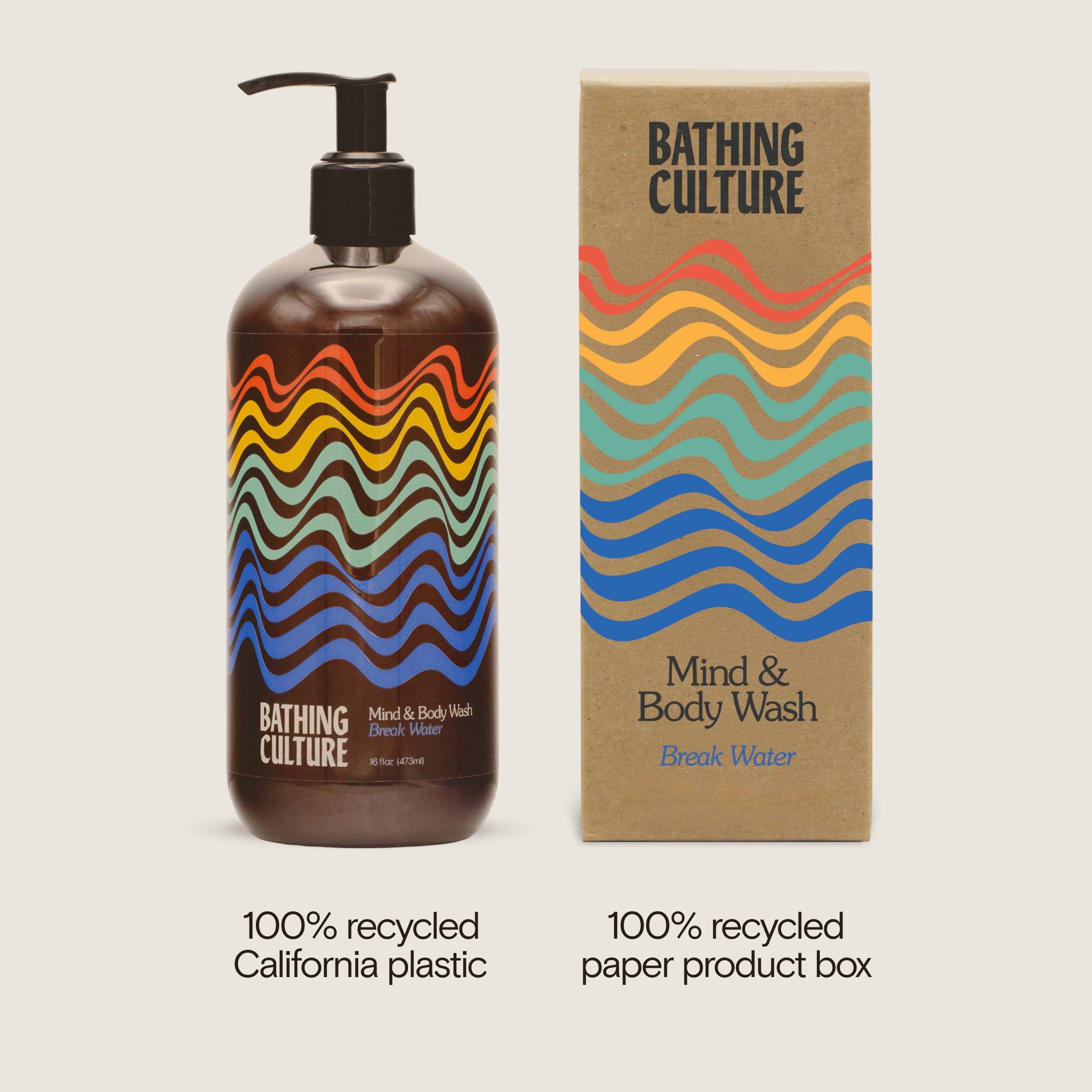 Bathing Culture Break Water Organic Mind + Body Wash – Vegan, Biodegradable, Refillable 16 oz