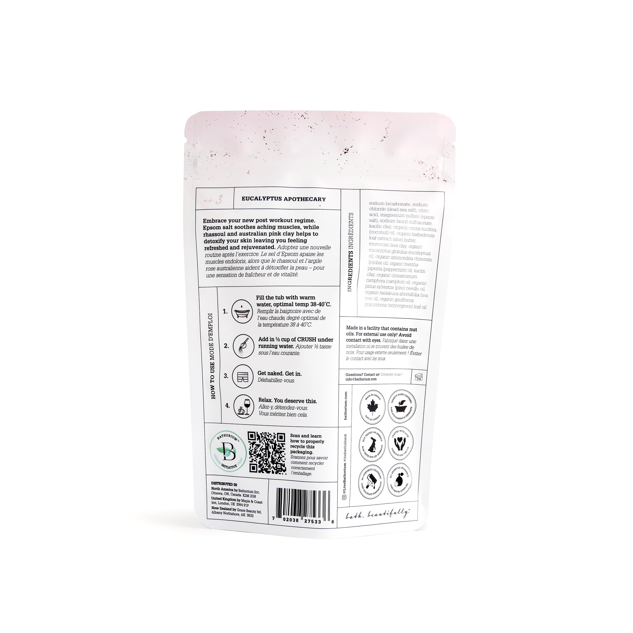Bathorium Eucalyptus Apothecary Crush – Post-Workout Bath Soak, Eucalyptus & Tea Tree Oils, 21 oz