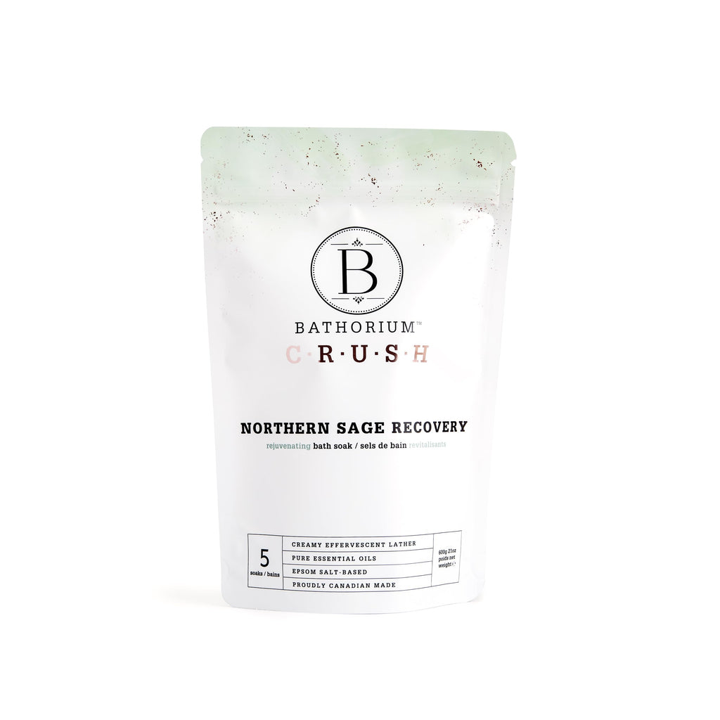 Bathorium Northern Sage Recovery Crush Bath Soak – Dead Sea & Epsom Salts, Sage, Pine, Eucalyptus | 5+ Baths | 21 oz