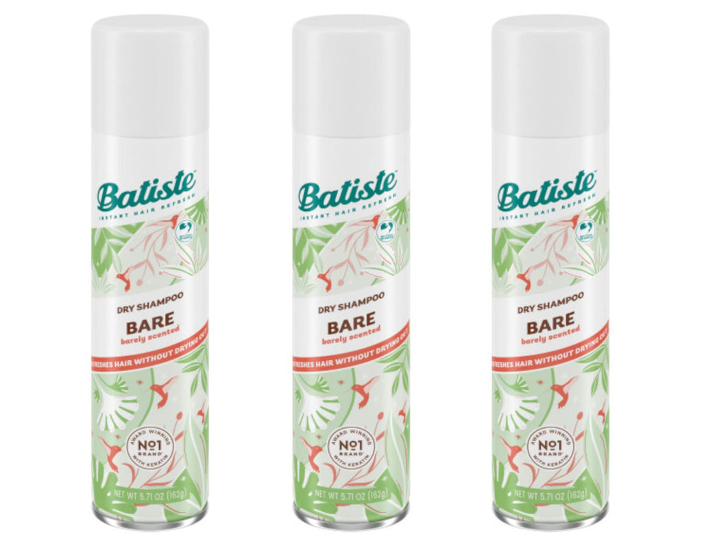Batiste Dry Shampoo Bare Fragrance – 5.71 oz (Pack of 3) | Oil-Absorbing, Lightly Scented
