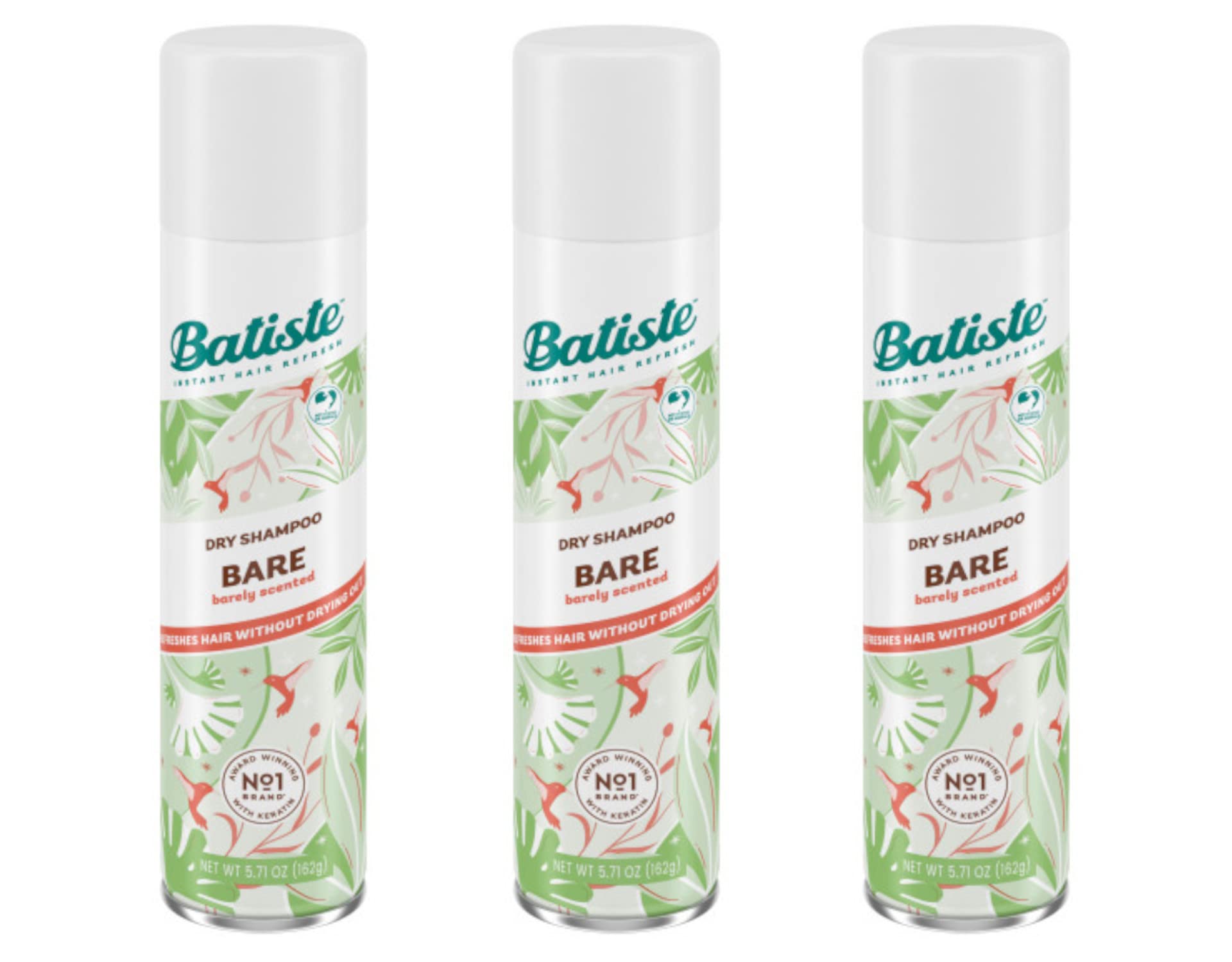 Batiste Dry Shampoo Bare Fragrance – 5.71 oz (Pack of 3) | Oil-Absorbing, Lightly Scented