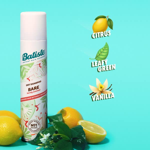Batiste Dry Shampoo Bare Fragrance – 5.71 oz (Pack of 3) | Oil-Absorbing, Lightly Scented