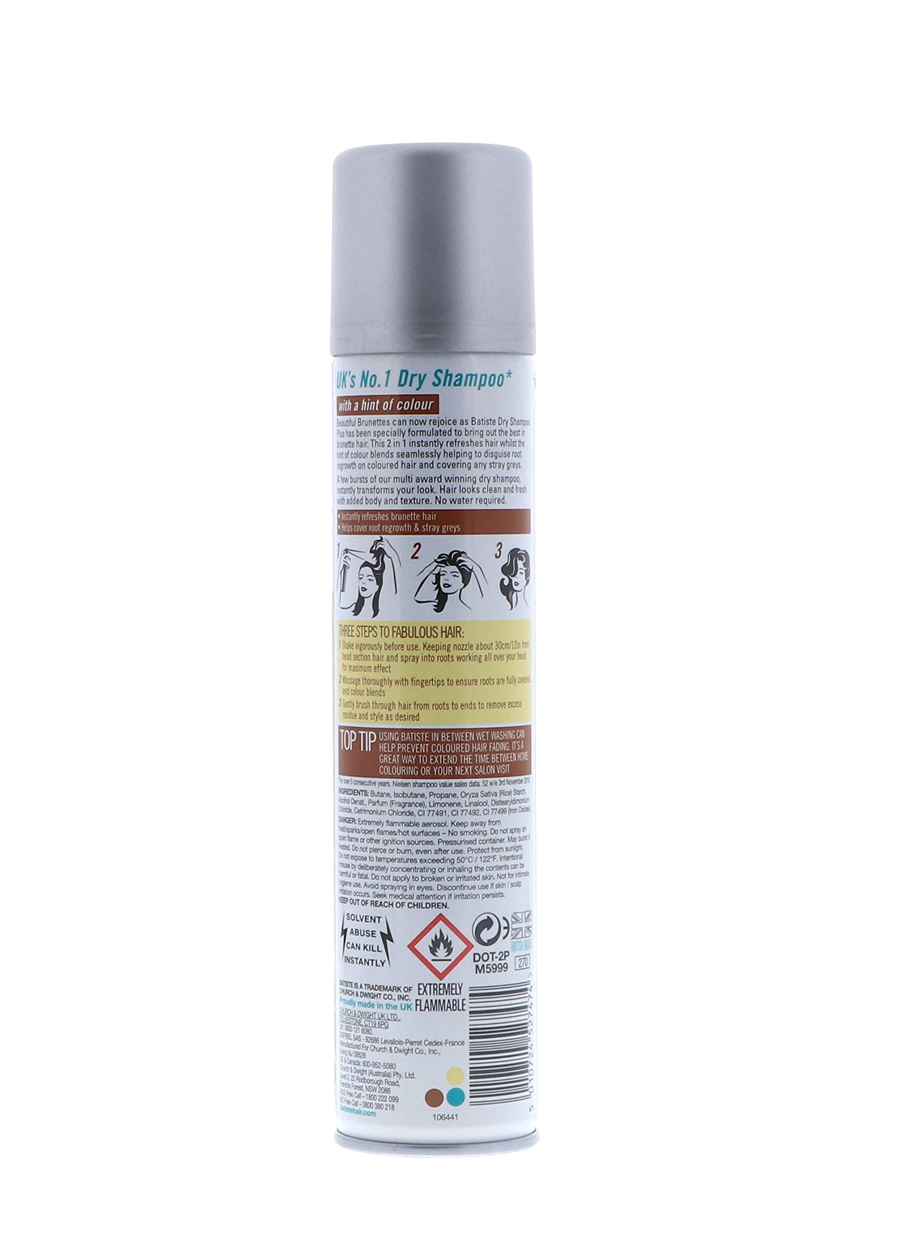 Batiste Dry Shampoo Beautiful Brunette – 6.73 oz, 3-Pack | Refresh & Oil Control