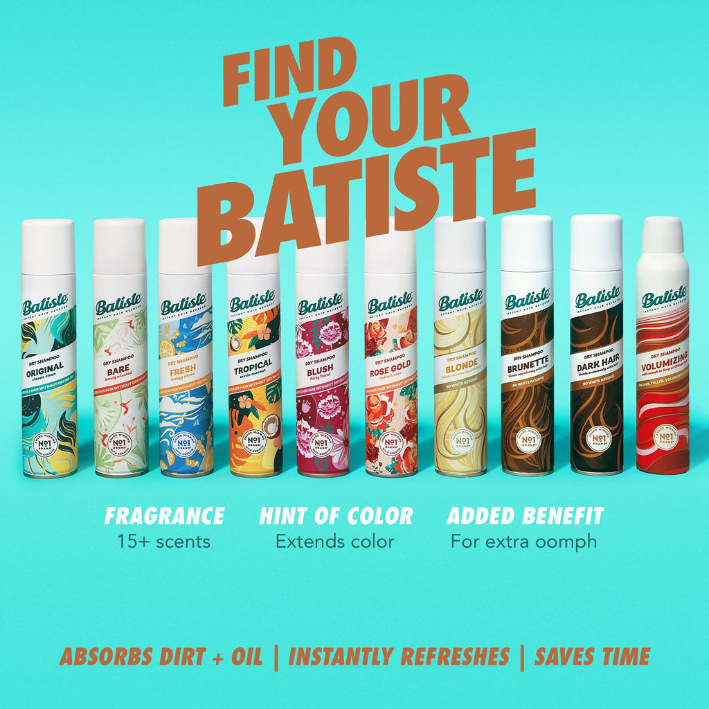 Batiste Dark Dry Shampoo for Brunettes – Absorb Oil & Add Texture (6.35 oz)