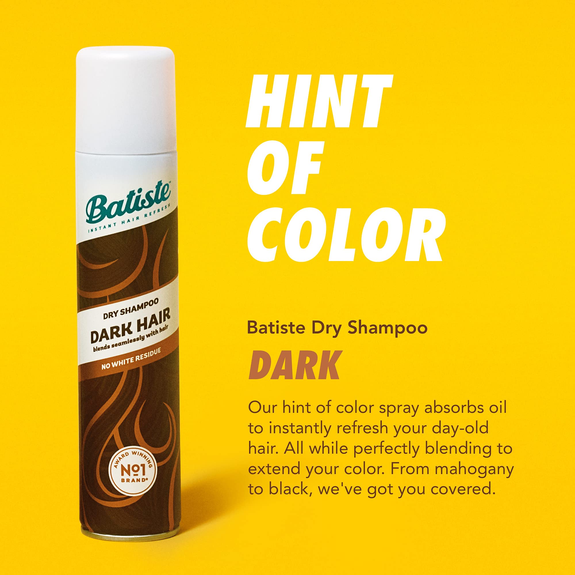 Batiste Dark Dry Shampoo for Brunettes – Absorb Oil & Add Texture (6.35 oz)