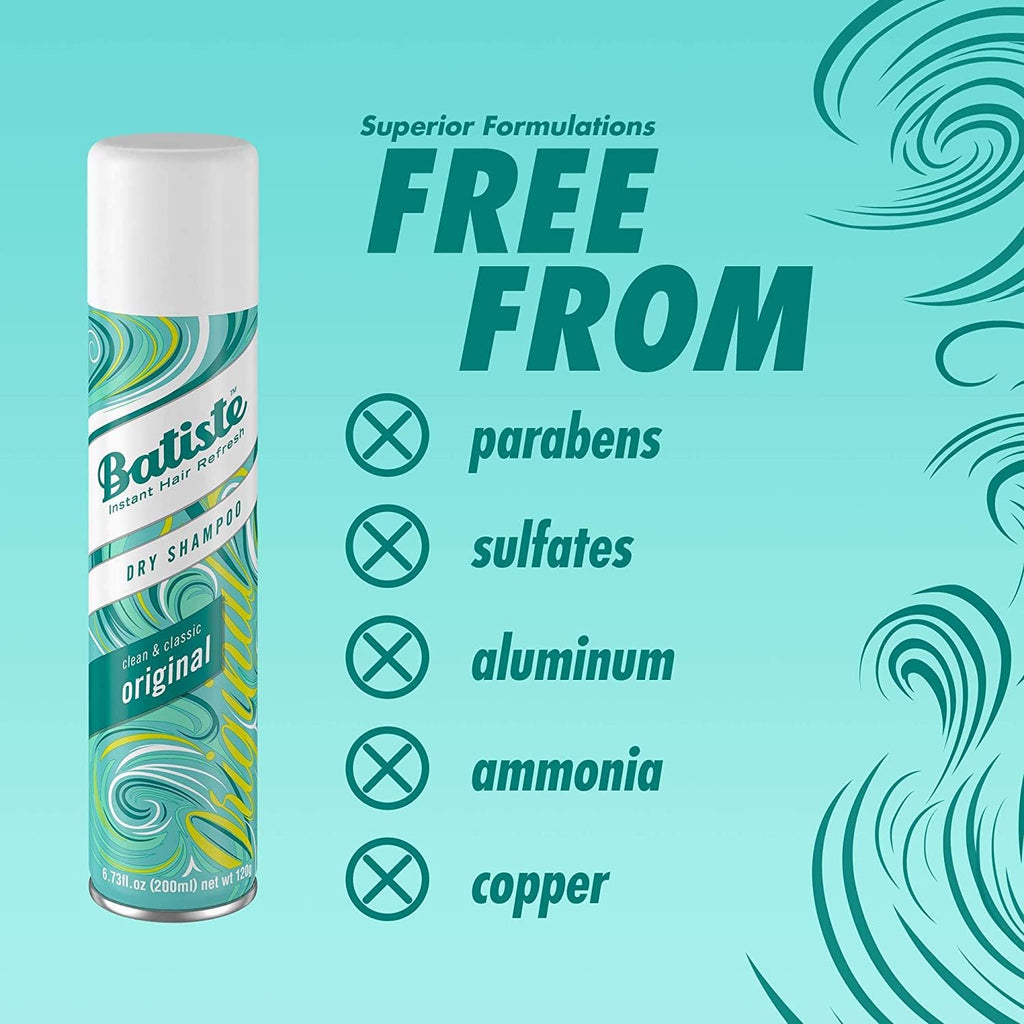 Batiste Dry Shampoo Original Fragrance — Refresh Hair & Absorb Oil (3 x 6.73 oz)