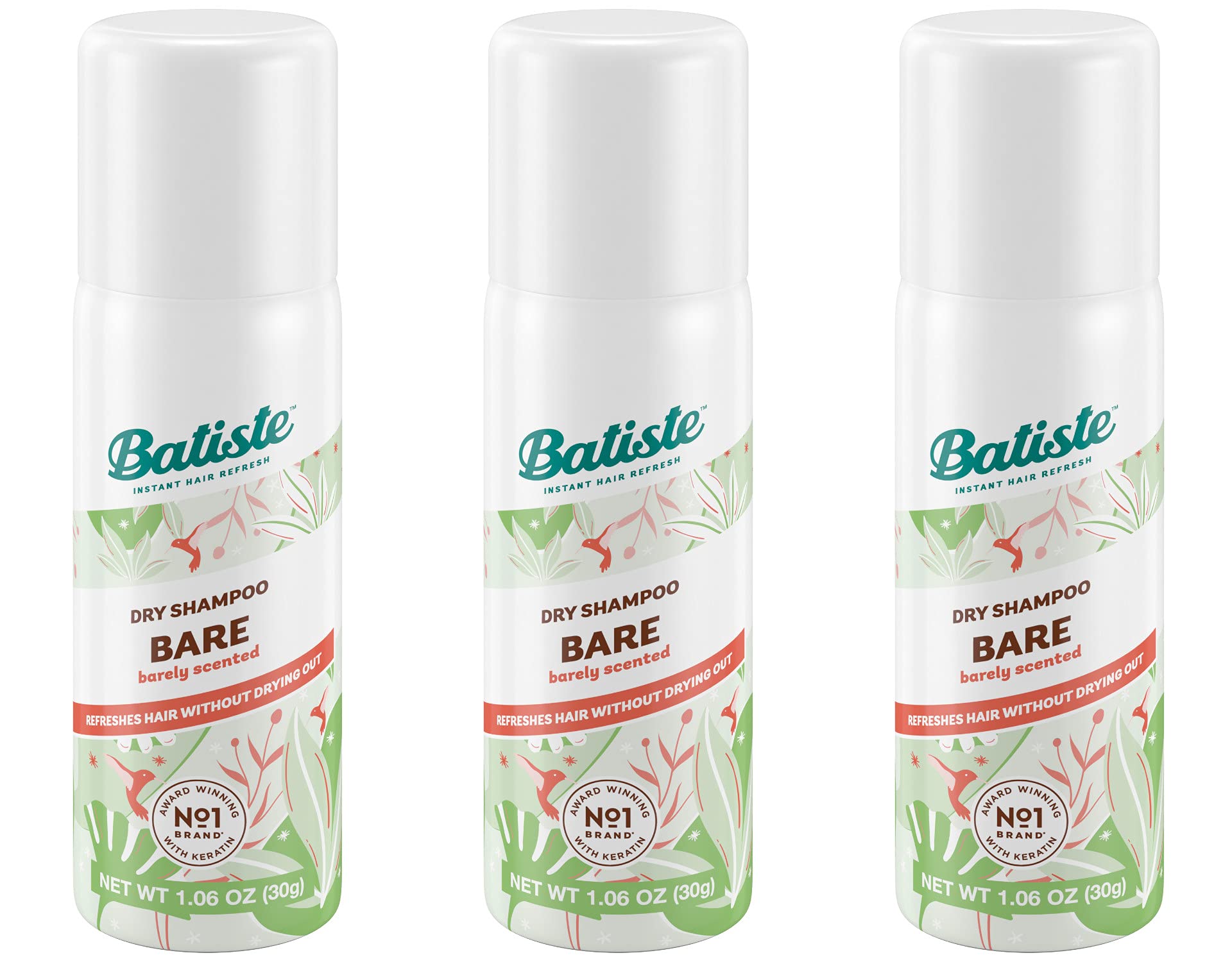 Batiste Dry Shampoo Bare Mini – Travel Size 1.06 oz, Pack of 3