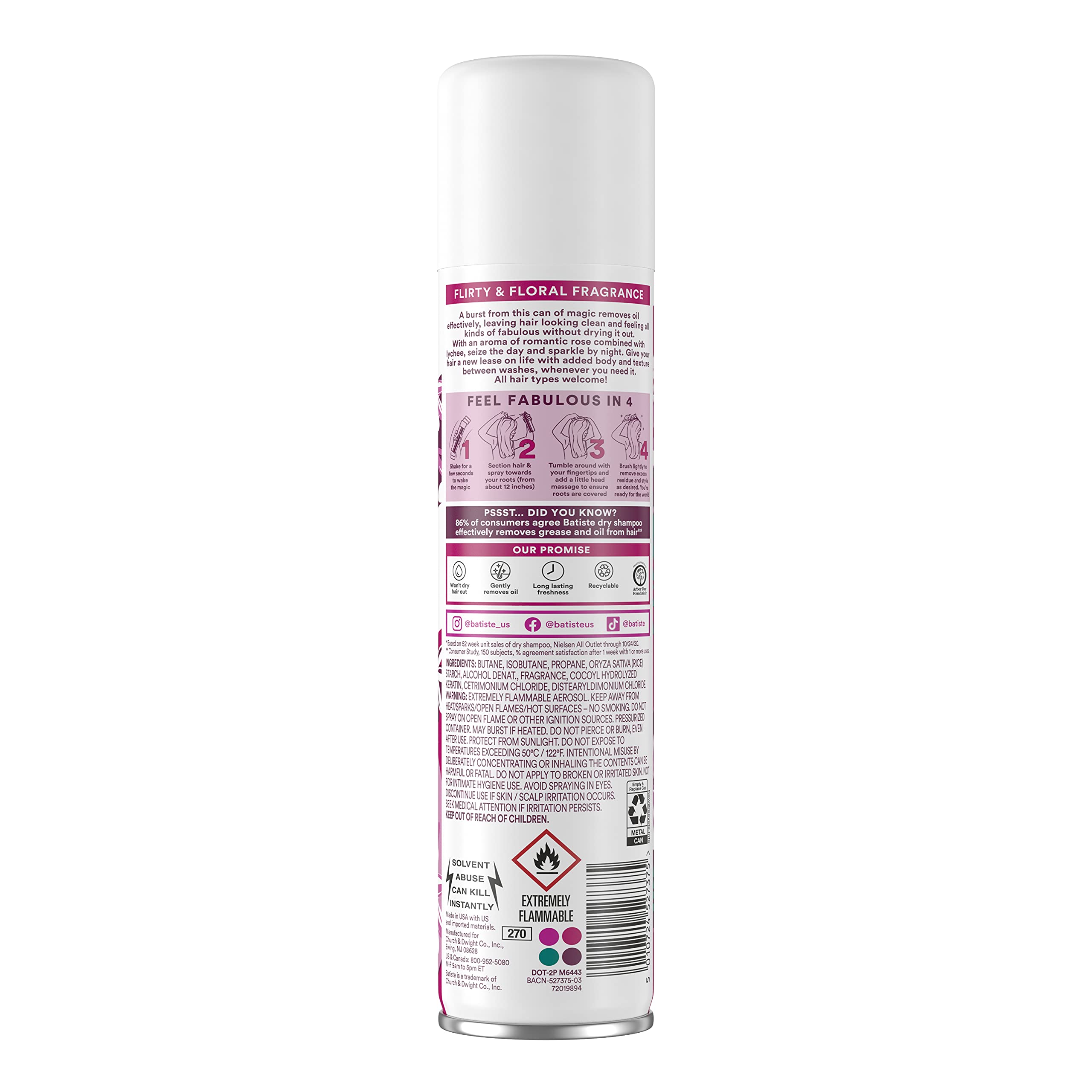 Batiste Dry Shampoo Blush 6.73 oz (Pack of 4) – Refresh Between Washes
