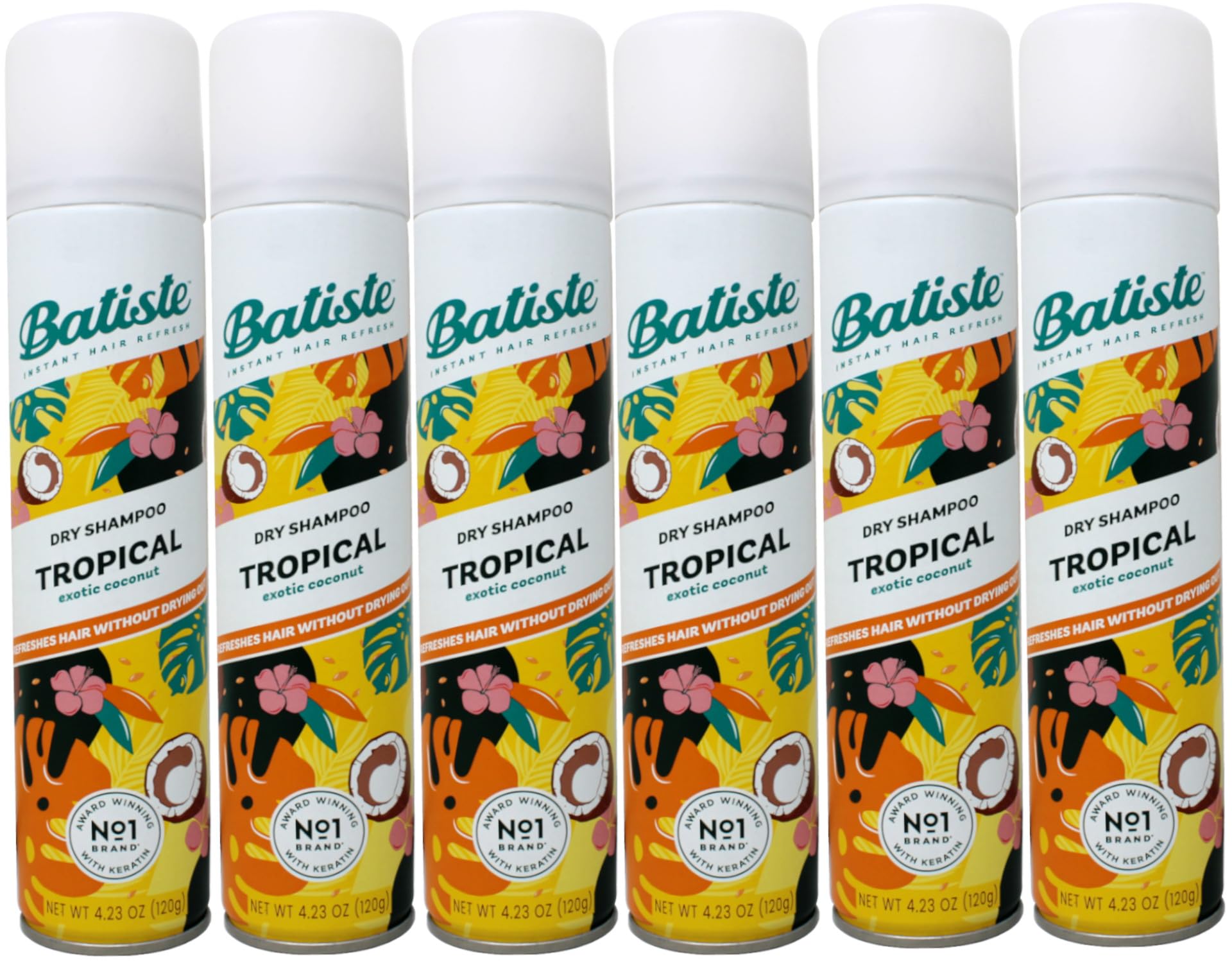 Batiste Dry Shampoo Tropical – Exotic Coconut, 4.23 oz (Pack of 6)