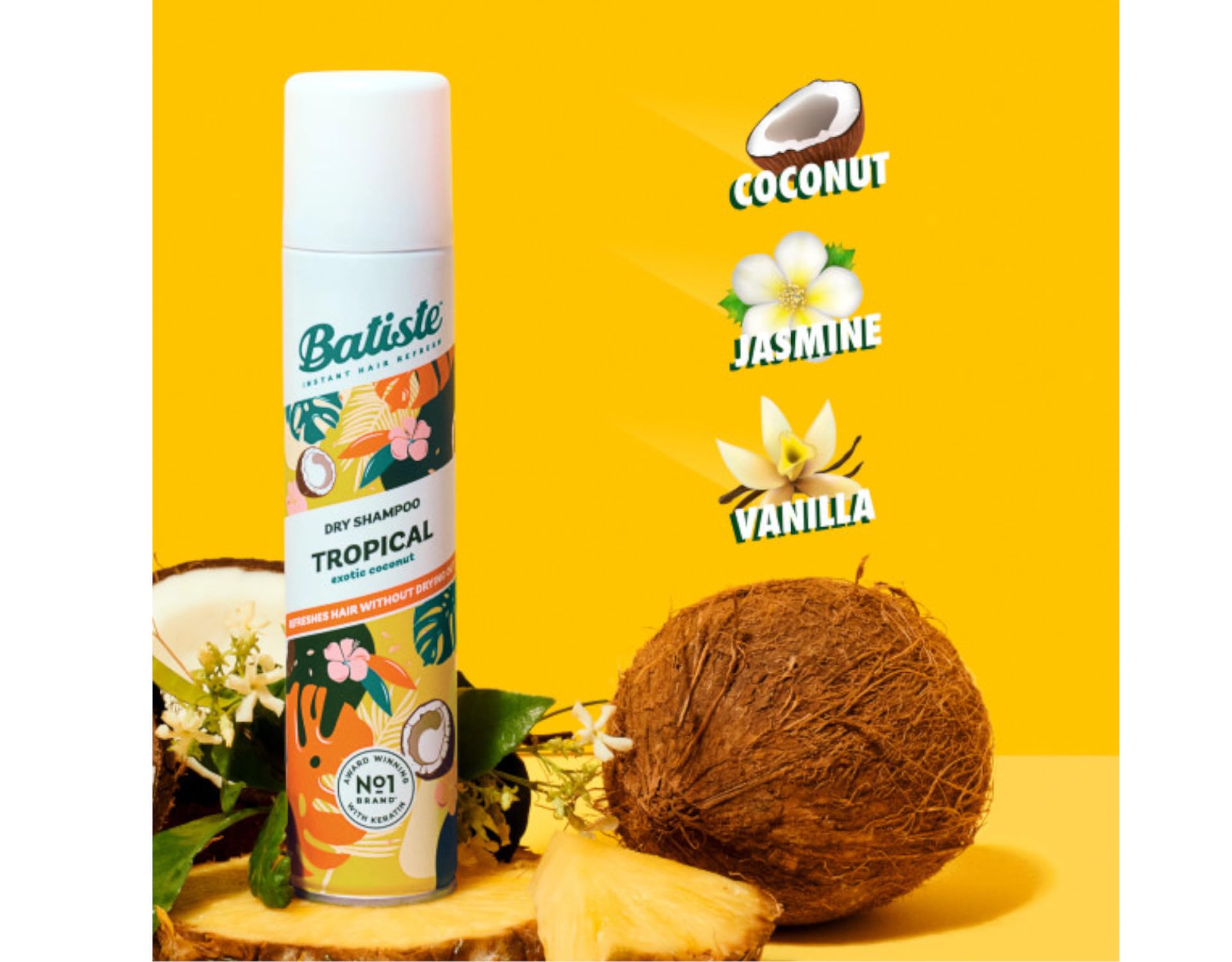 Batiste Dry Shampoo Tropical – Exotic Coconut, 4.23 oz (Pack of 6)