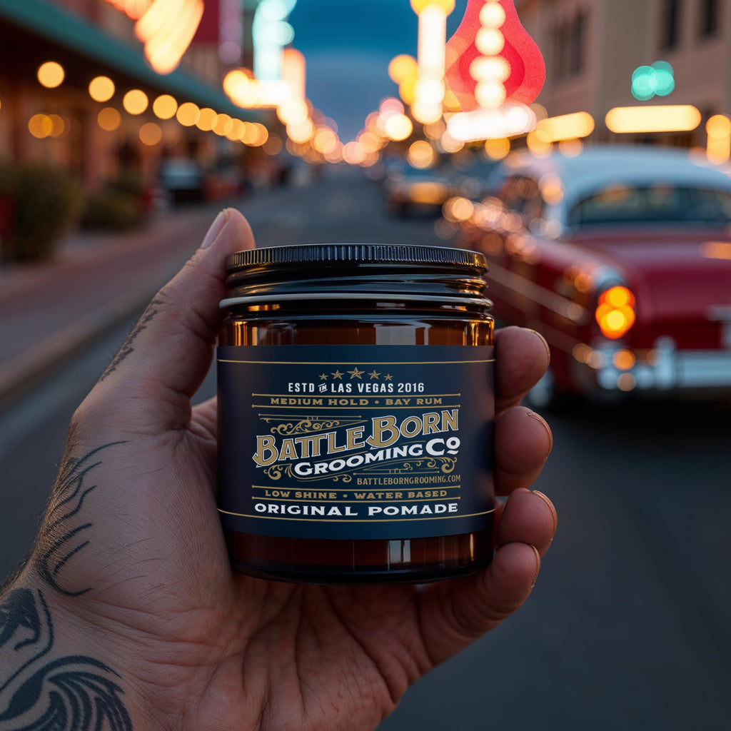 Battle Born Grooming Co Original Pomade – Medium Hold, Bay Rum, Water-Based (4 oz)