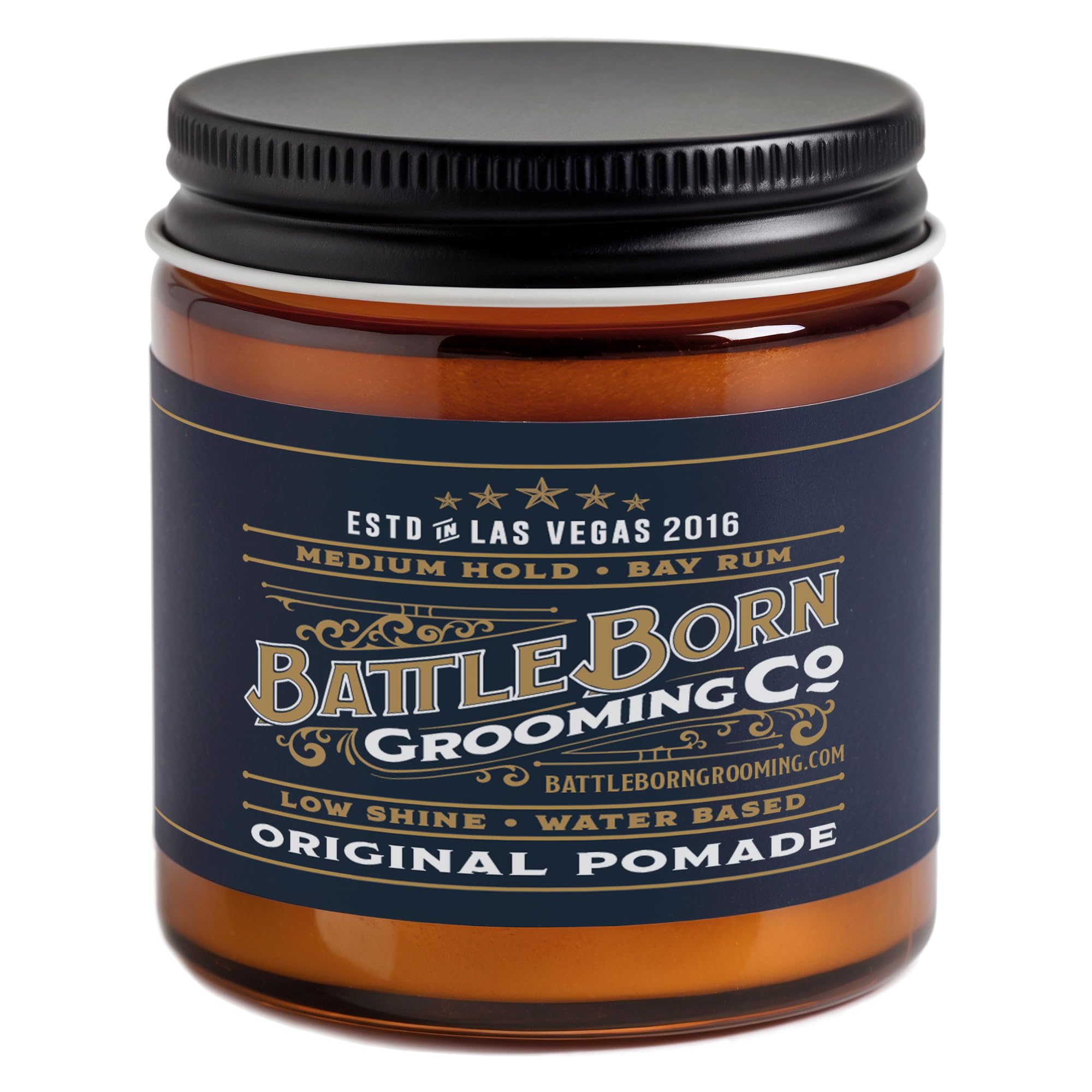 Battle Born Grooming Co Original Pomade – Medium Hold, Bay Rum, Water-Based (4 oz)
