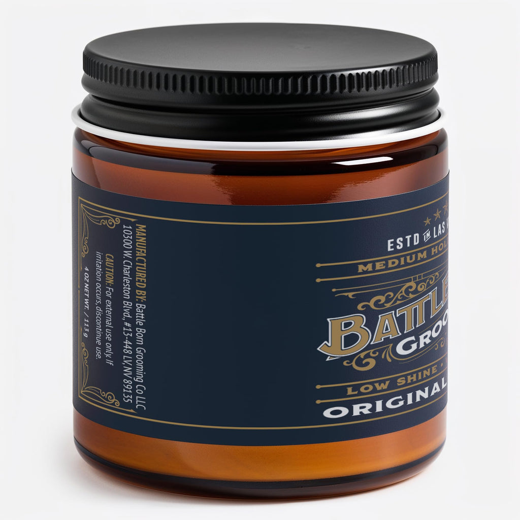 Battle Born Grooming Co Original Pomade – Medium Hold, Bay Rum, Water-Based (4 oz)