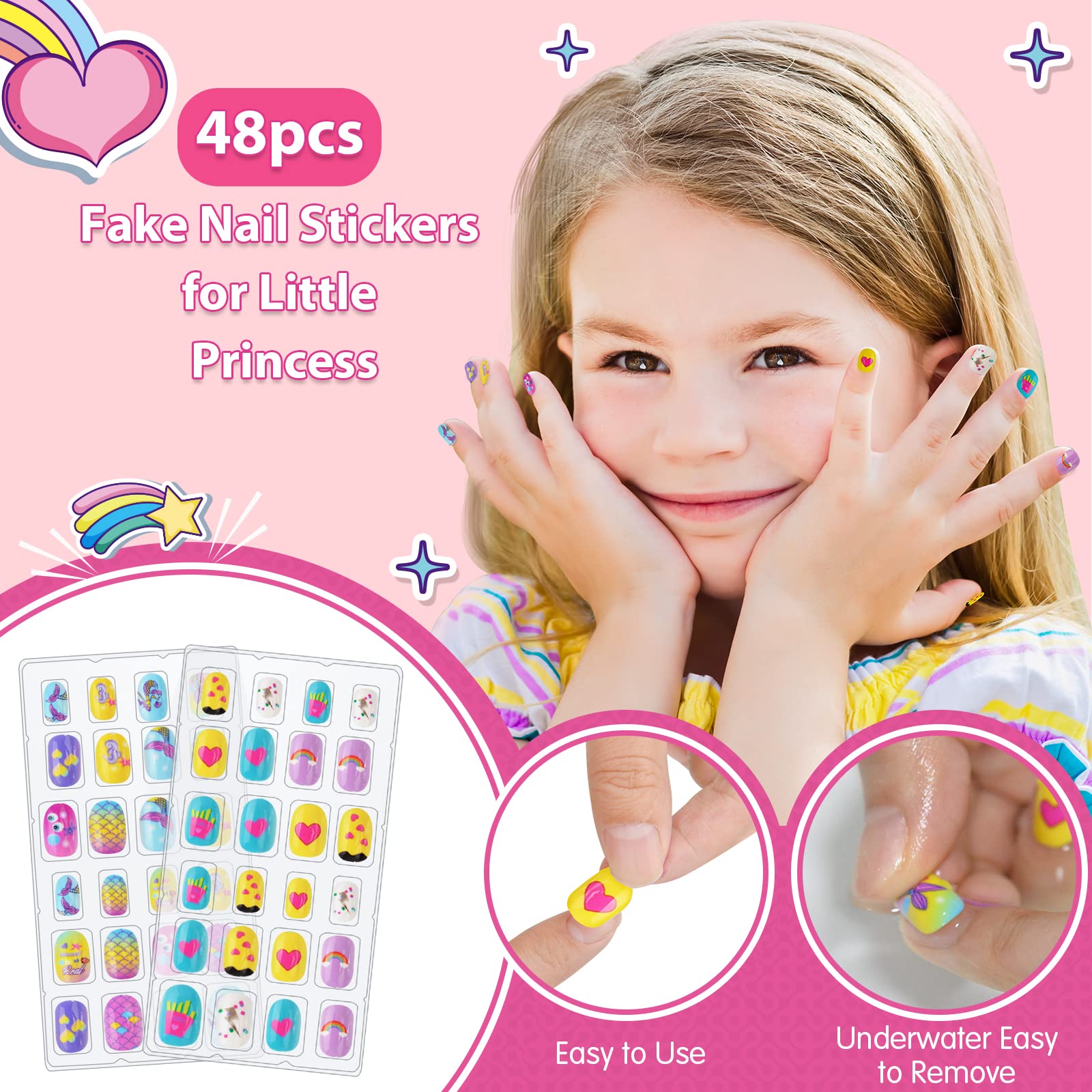 BATTOP Kids Nail Polish Set — Nail Art Kit with Dryer, Glitter Pen, Non-Toxic Polish