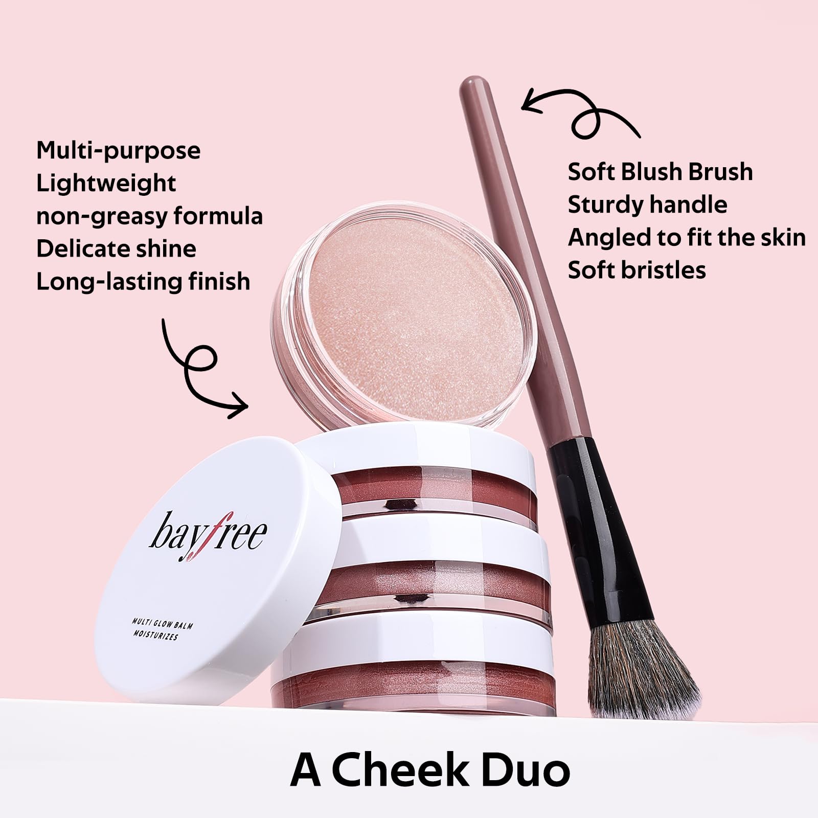 Bayfree Multi Cream Blush & Brush Set – Hydrating, Blendable Korean Cheek Makeup