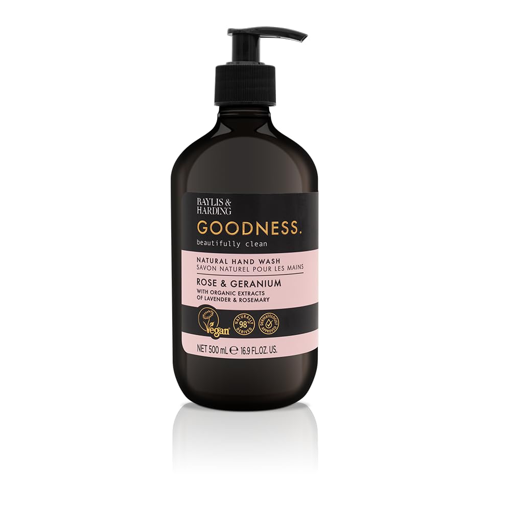 Baylis & Harding Goodness Rose & Geranium Liquid Hand Soap with Dispenser – 500ml