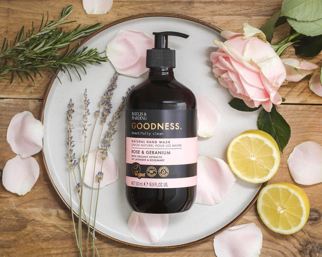 Baylis & Harding Goodness Rose & Geranium Liquid Hand Soap with Dispenser – 500ml