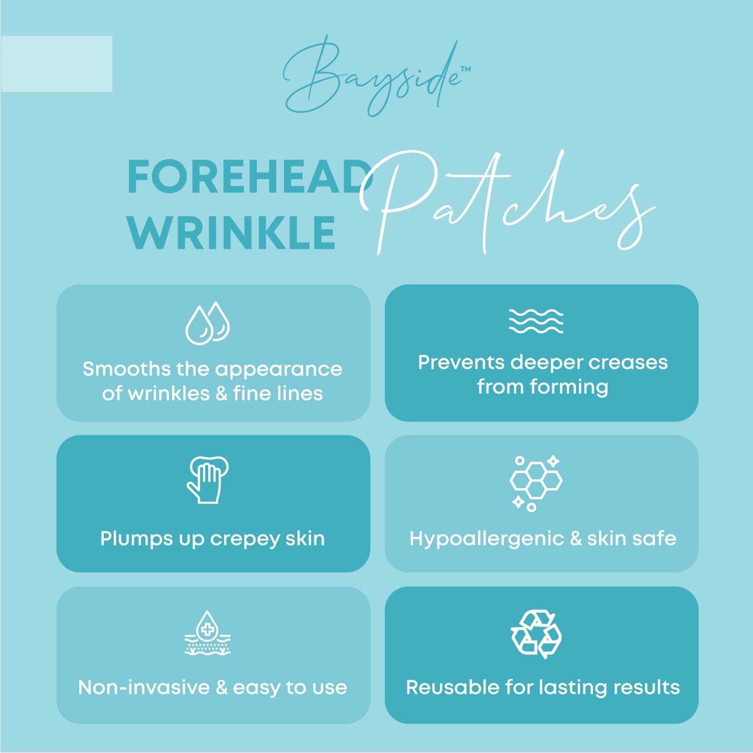 Bayside Forehead Wrinkle Patches – Reusable Non-Invasive Treatment with Storage Tin