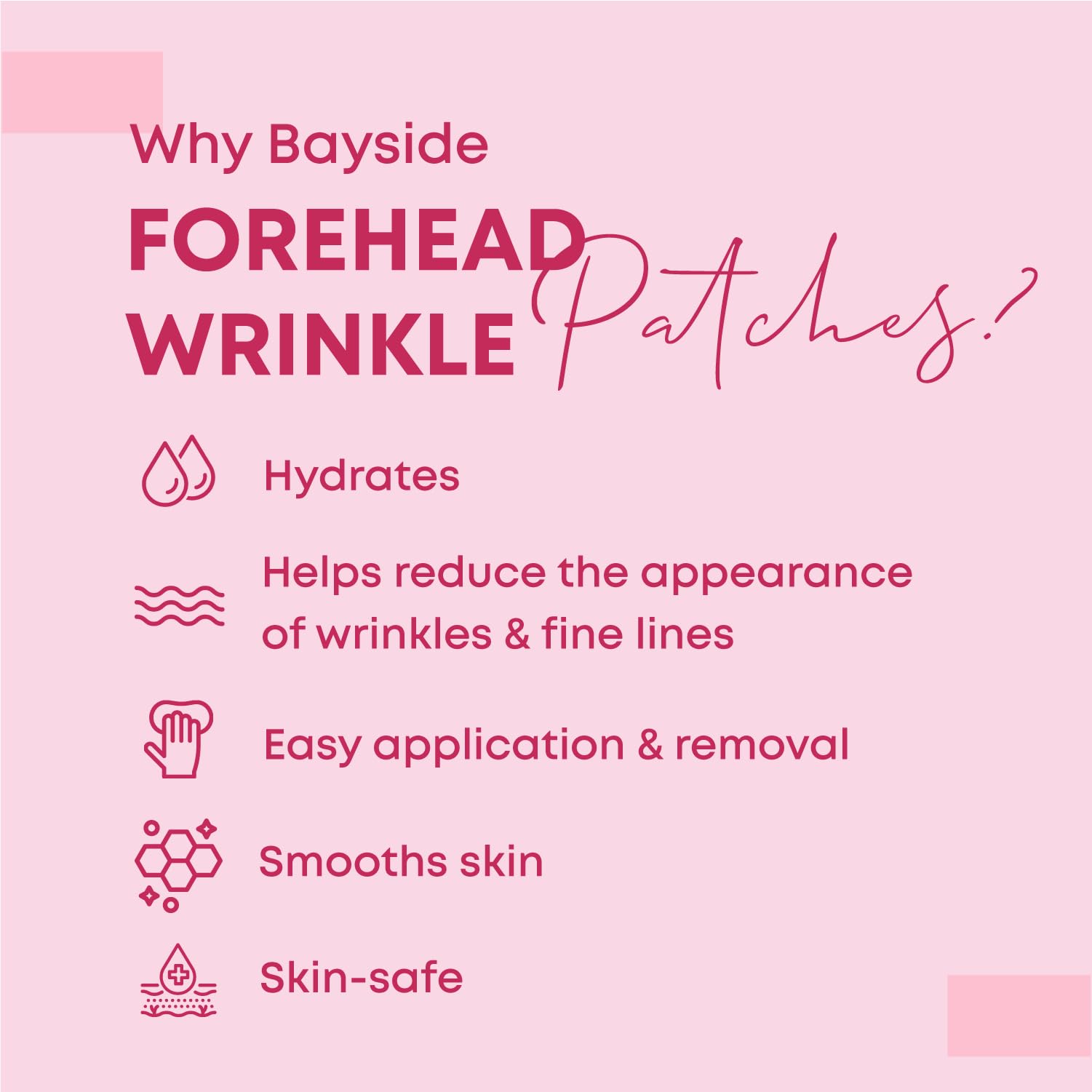 Bayside Forehead Wrinkle Patches - Reusable Non-Invasive Skin Care, 2-Pack