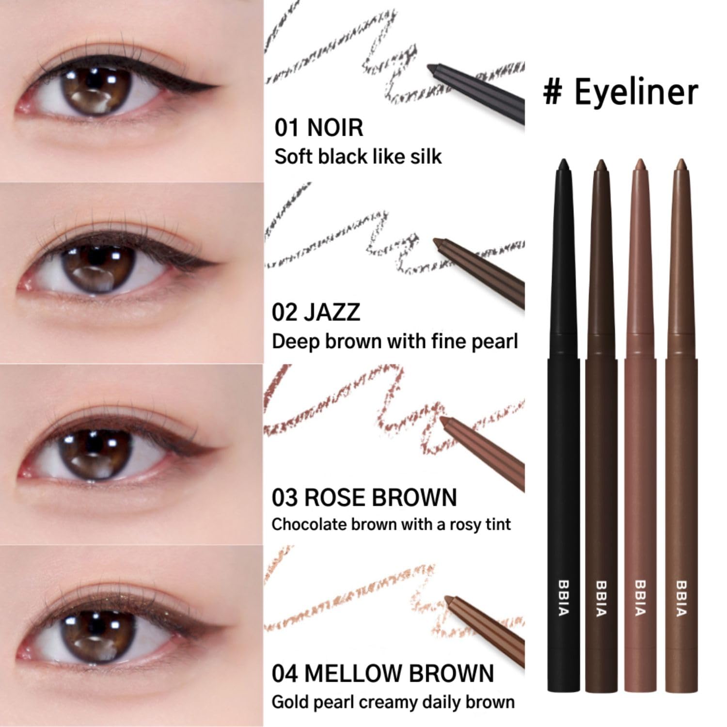 BBIA Last Auto Gel Eyeliner No.01 Noir – 17 Color Range, Multi-Use, Longwear & Waterproof Mechanical Eyeliner