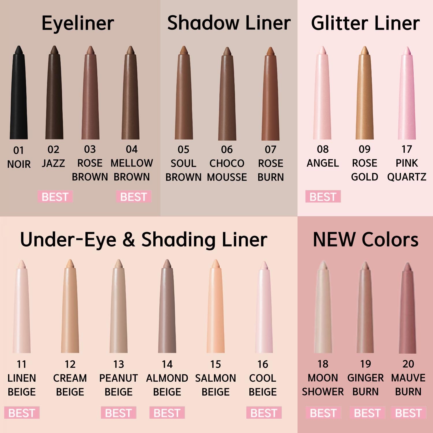 BBIA Last Auto Gel Eyeliner 13 Peanut Beige – 17-Color, Multi-Use, Waterproof