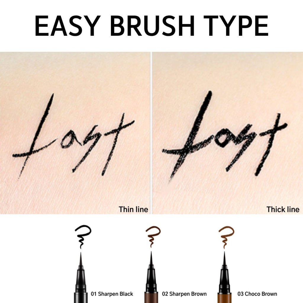BBIA Last Pen Eyeliner - Waterproof Liquid Eyeliner with Quick-Dry Fine Brush (Sharpen Brown)