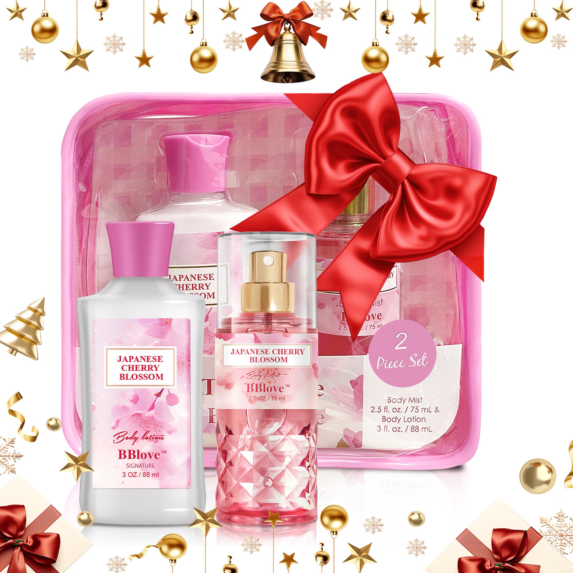 BBlove Japanese Cherry Blossom Gift Set – 2-Piece Travel Skincare Duo (3oz Lotion + 2.5oz Mist)